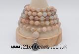 GMN1252 Hand-knotted 8mm, 10mm sunstone 108 beads mala necklaces with charm