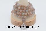 GMN1253 Hand-knotted 8mm, 10mm moonstone 108 beads mala necklaces with charm