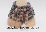 GMN1258 Hand-knotted 8mm, 10mm tourmaline 108 beads mala necklaces with charm