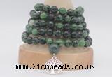 GMN1276 Hand-knotted 8mm, 10mm ruby zoisite 108 beads mala necklaces with charm