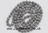 GMN128 Hand-knotted 6mm grey picture jasper 108 beads mala necklaces