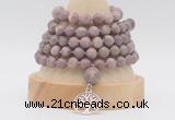 GMN1280 Hand-knotted 8mm, 10mm lepidolite 108 beads mala necklace with charm