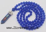 GMN1407 Hand-knotted 8mm candy jade 108 beads mala necklace with pendant