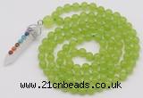 GMN1408 Hand-knotted 8mm candy jade 108 beads mala necklace with pendant