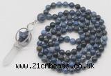 GMN1474 Hand-knotted 8mm, 10mm dumortierite 108 beads mala necklace with pendant