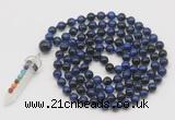 GMN1495 Hand-knotted 8mm, 10mm blue tiger eye 108 beads mala necklace with pendant