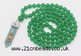 GMN1505 Hand-knotted 8mm candy jade 108 beads mala necklace with pendant