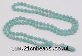 GMN1626 Hand-knotted 6mm amazonite 108 beads mala necklace with pendant