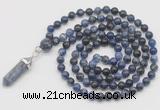 GMN1632 Hand-knotted 6mm sodalite 108 beads mala necklace with pendant