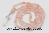 GMN1636 Hand-knotted 6mm pink aventurine 108 beads mala necklace with pendant