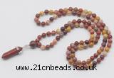GMN1637 Hand-knotted 6mm mookaite 108 beads mala necklace with pendant