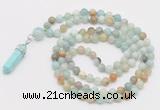 GMN1666 Hand-knotted 6mm amazonite 108 beads mala necklaces with pendant