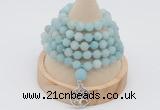 GMN2204 Hand-knotted 8mm, 10mm matte amazonite 108 beads mala necklace with charm