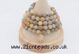 GMN2209 Hand-knotted 8mm, 10mm matte yellow crazy agate 108 beads mala necklace with charm