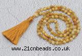 GMN221 Hand-knotted 6mm golden tiger eye 108 beads mala necklaces with tassel