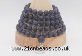 GMN2220 Hand-knotted 8mm, 10mm matte amethyst 108 beads mala necklace with charm