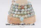 GMN2221 Hand-knotted 8mm, 10mm matte amazonite 108 beads mala necklace with charm