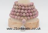 GMN2224 Hand-knotted 8mm, 10mm matte pink wooden jasper108 beads mala necklace with charm