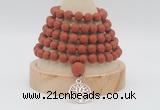 GMN2225 Hand-knotted 8mm, 10mm matte red jasper108 beads mala necklace with charm