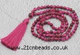 GMN223 Hand-knotted 6mm red tiger eye 108 beads mala necklaces with tassel