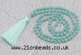 GMN233 Hand-knotted 6mm amazonite 108 beads mala necklaces with tassel