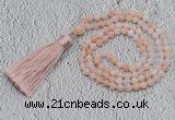 GMN235 Hand-knotted 6mm pink aventurine 108 beads mala necklaces with tassel