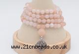 GMN2421 Hand-knotted 6mm pink aventurine 108 beads mala necklace with charm