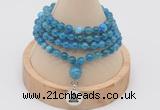 GMN2434 Hand-knotted 6mm apatite 108 beads mala necklace with charm