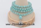 GMN2435 Hand-knotted 6mm amazonite 108 beads mala necklace with charm