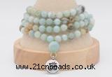 GMN2447 Hand-knotted 6mm amazonite 108 beads mala necklaces with charm