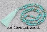 GMN245 Hand-knotted 6mm sea sediment jasper 108 beads mala necklaces with tassel