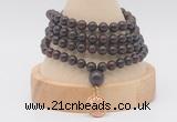 GMN2456 Hand-knotted 6mm brecciated jasper 108 beads mala necklaces with charm