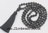 GMN261 Hand-knotted 6mm golden obsidian 108 beads mala necklaces with tassel