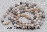 GMN402 Hand-knotted 8mm, 10mm bamboo leaf agate 108 beads mala necklaces