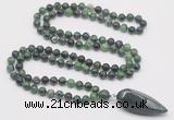 GMN4028 Hand-knotted 8mm, 10mm ruby zoisite 108 beads mala necklace with pendant