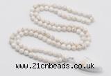 GMN4043 Hand-knotted 8mm, 10mm white howlite 108 beads mala necklace with pendant