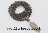 GMN4050 Hand-knotted 8mm, 10mm smoky quartz 108 beads mala necklace with pendant