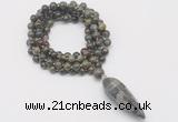 GMN4081 Hand-knotted 8mm, 10mm dragon blood jasper 108 beads mala necklace with pendant