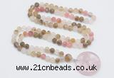 GMN4401 Hand-knotted 8mm, 10mm matte volcano cherry quartz 108 beads mala necklace with pendant