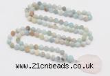 GMN4404 Hand-knotted 8mm, 10mm matte amazonite 108 beads mala necklace with pendant