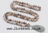 GMN4417 Hand-knotted 8mm, 10mm matte zebra jasper 108 beads mala necklace with pendant