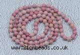GMN450 Hand-knotted 8mm, 10mm pink wooden fossil jasper 108 beads mala necklaces