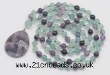 GMN4603 Hand-knotted 8mm, 10mm fluorite 108 beads mala necklace with pendant