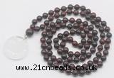 GMN4674 Hand-knotted 8mm, 10mm brecciated jasper 108 beads mala necklace with pendant