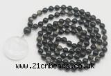 GMN4689 Hand-knotted 8mm, 10mm golden obsidian 108 beads mala necklace with pendant