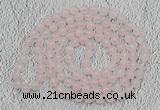 GMN482 Hand-knotted 8mm, 10mm rose quartz 108 beads mala necklaces