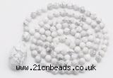 GMN4897 Hand-knotted 8mm, 10mm white howlite 108 beads mala necklace with pendant