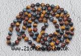GMN498 Hand-knotted 8mm, 10mm colorful tiger eye 108 beads mala necklaces