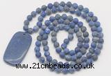 GMN5130 Hand-knotted 8mm, 10mm matte lapis lazuli 108 beads mala necklace with pendant