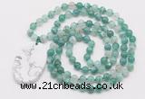 GMN5155 Hand-knotted 8mm, 10mm green banded agate 108 beads mala necklace with pendant